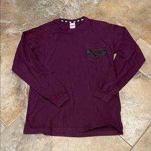 PINK Burgundy long sleeve t-shirt